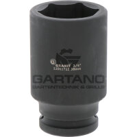 3/4" Sechskant-Kraft-Stecknuss, lang, 38 GRANIT BLACK EDITION, SW 38, Abtrieb 3/4", Länge (mm) 90