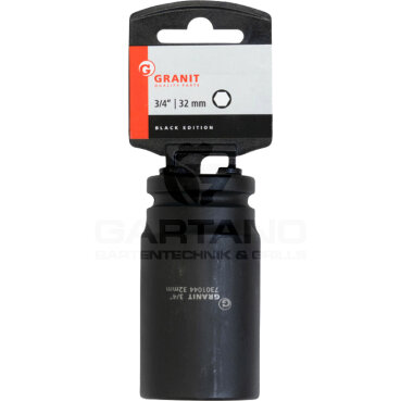 3/4" 6Kant-Kraft-Stecknuss, lang, 32mm GRANIT BLACK EDITION