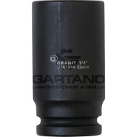 3/4" 6Kant-Kraft-Stecknuss, lang, 32mm GRANIT BLACK EDITION