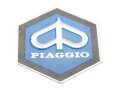 Emblem Piaggio zum Kleben 6-eckig 31x36mm Aluminium für Kaskade für Vespa PK50, PK80 82-88