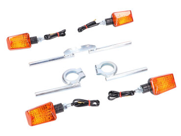 Blinker Set 12V 20W mit Blinkerträger verzinkt für Simson S50, S51, S70