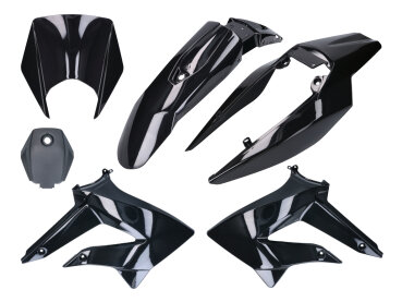 Verkleidung Kit komplett schwarz für Derbi Senda 2011-, Gilera RCR, SMT 2011-