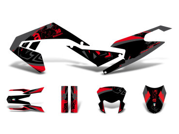 Dekor / Sticker Kit schwarz-rot-grau matt für Aprilia RX50 2018- Euro4