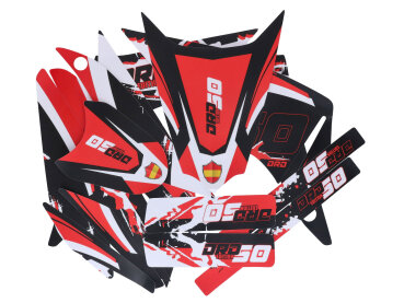 Dekor / Sticker Kit schwarz-weiß-rot matt für Derbi Senda DRD 11-17