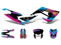 Dekor / Sticker Kit schwarz-pink-blau matt für Derbi Senda 50 2018-