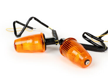 Blinker Set Moto Nostra Lenkerblinker LED (E-Prüfzeichen), 6 Volt Vespa V50, 50SR, 50 Sprinter, 90SS, 90 Racer, PV125, ET3, Sprint150, Rally180/200 orange