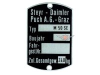 Rahmen Typenschild Maße 60 x 40mm für Puch M...