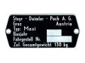 Rahmen Typenschild Maße 74 x 35mm für Puch Maxi N Mofa Moped