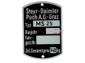 Rahmen Typenschild Maße 60 x 40mm für Puch MS 25